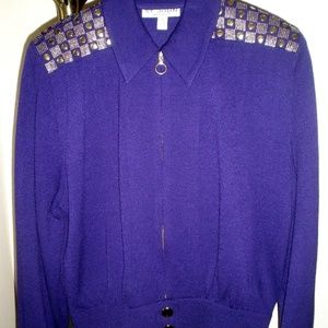 St. John Separates Dark Purple & Gold Sweater Sz L